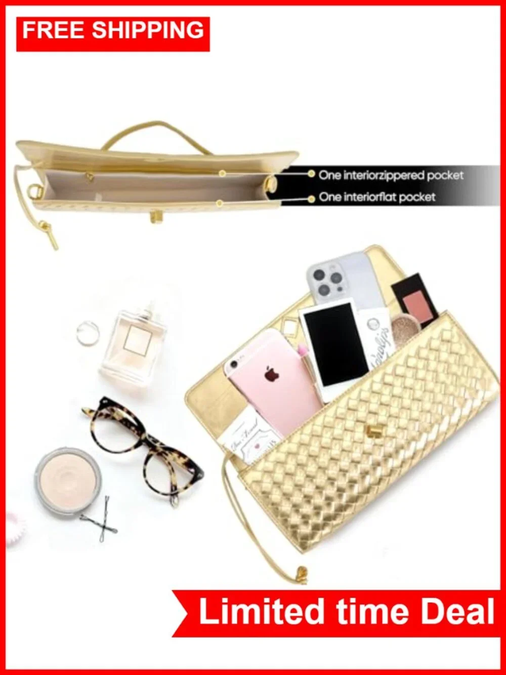 N/A woven clutch